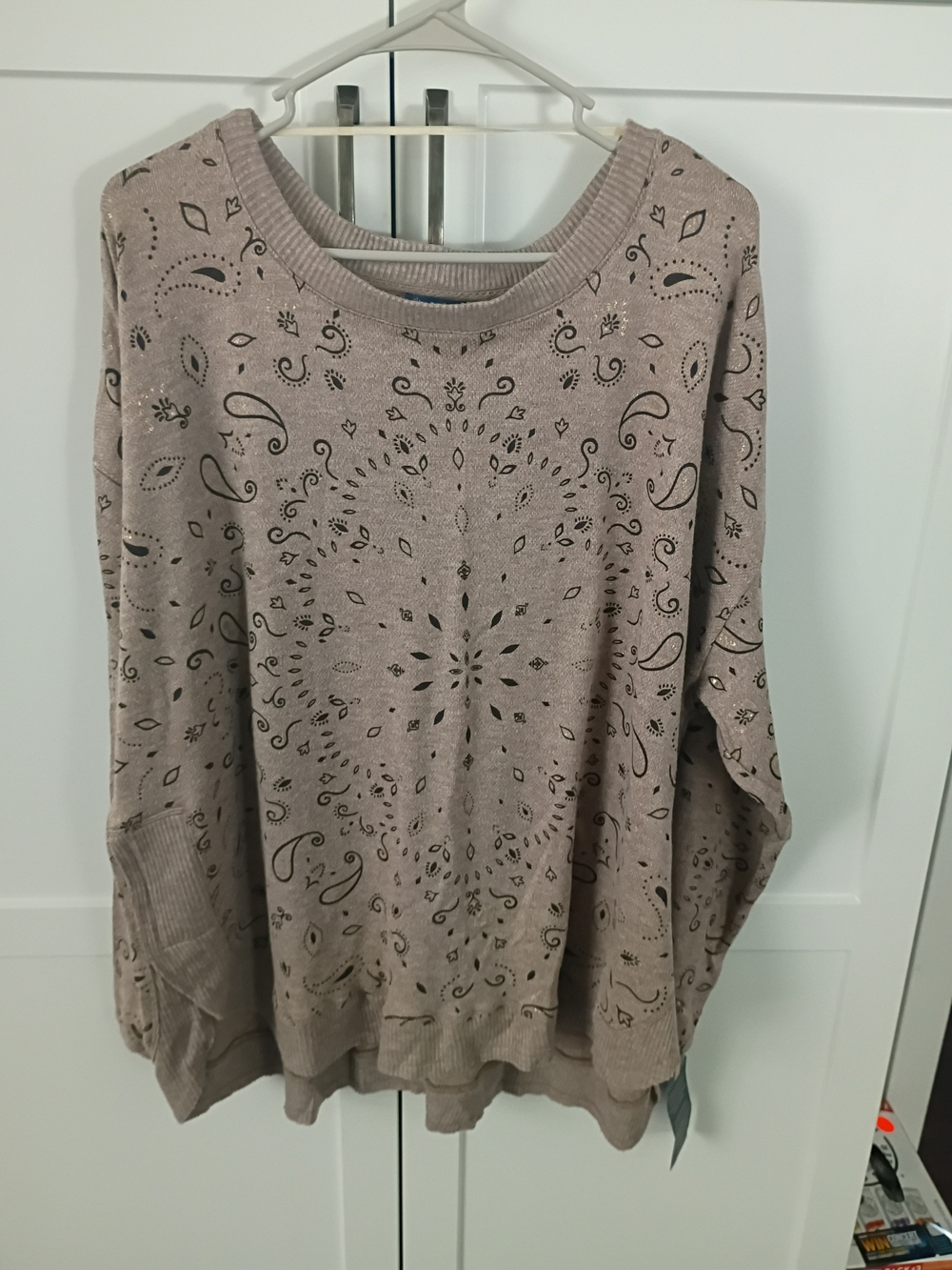 Democracy 3X Taupe Paisley Knit Sweater